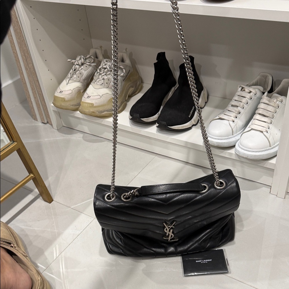 Yves Saint Laurent Black Quilted Shoulder Bag with Chain Strap